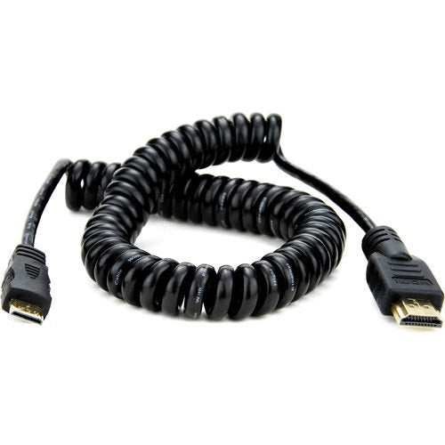 Atomos Mini-HDMI to Full HDMI Coiled Cable, 30cm-45cm