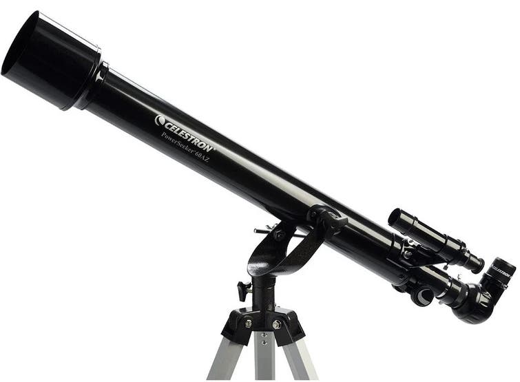 Celestron Powerseeker 60AZ refractor telescope.