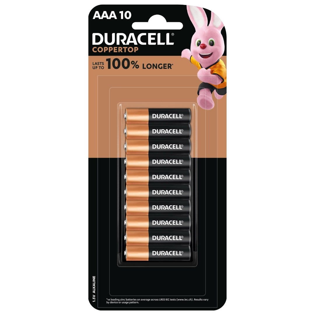 Duracell Coppertop Alkaline AAA Batteries, 10 Pack