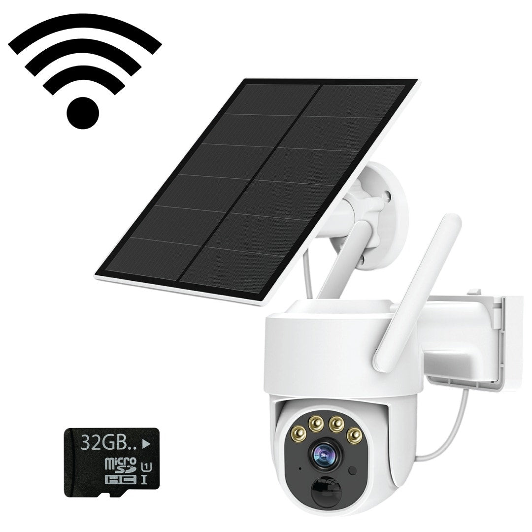 GERBER Security Camera WiFi with Solar and 32GB TF, White