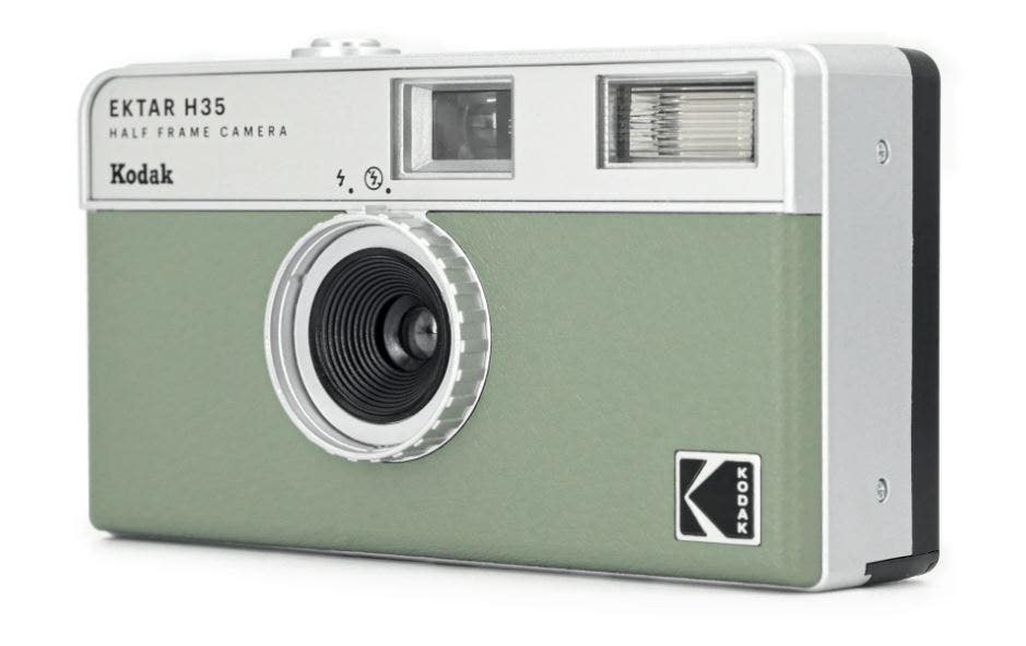 Sage green Kodak Ektar H35 half frame film camera.