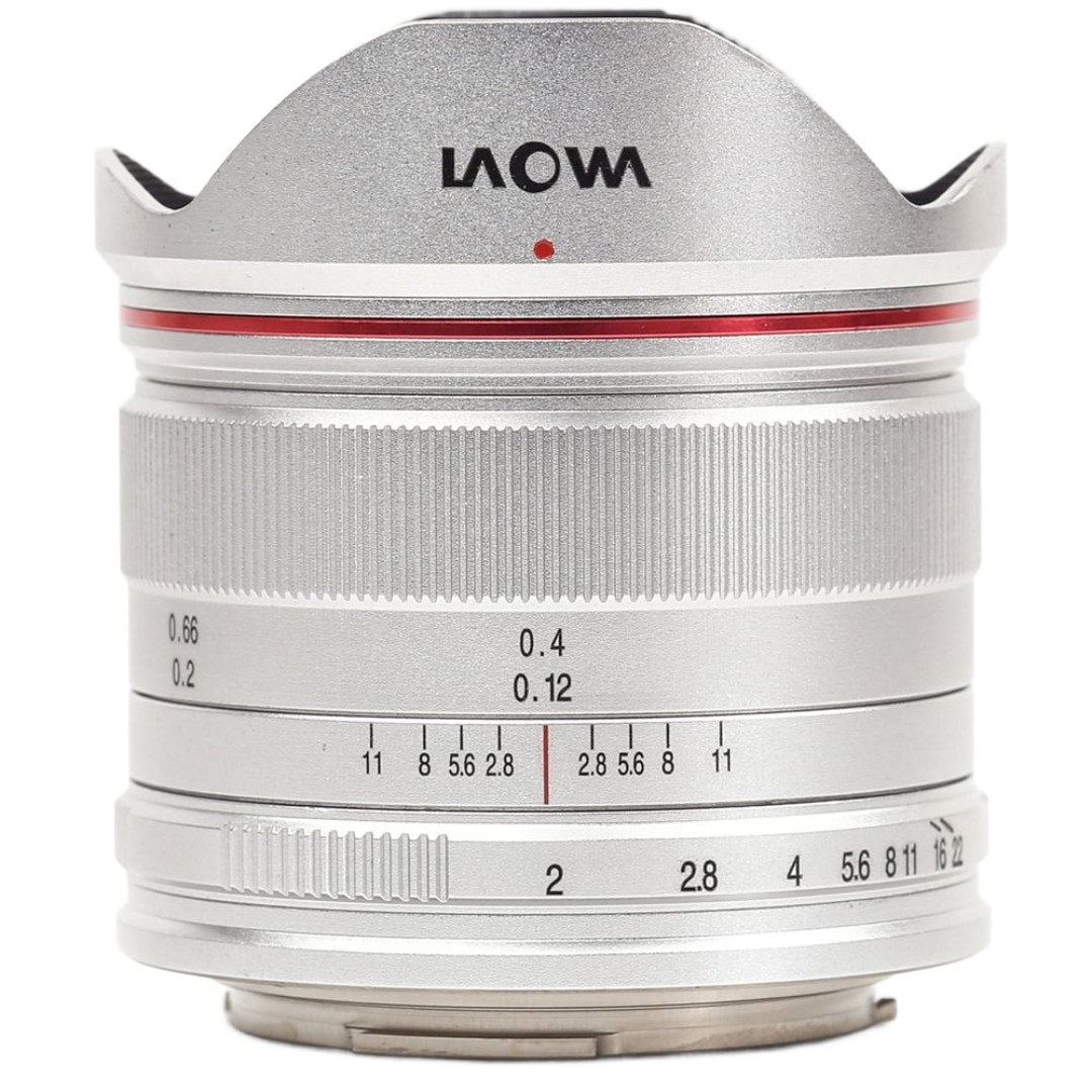 Laowa 7.5mm f/2 lens, Micro Four Thirds mount, lightweight silver