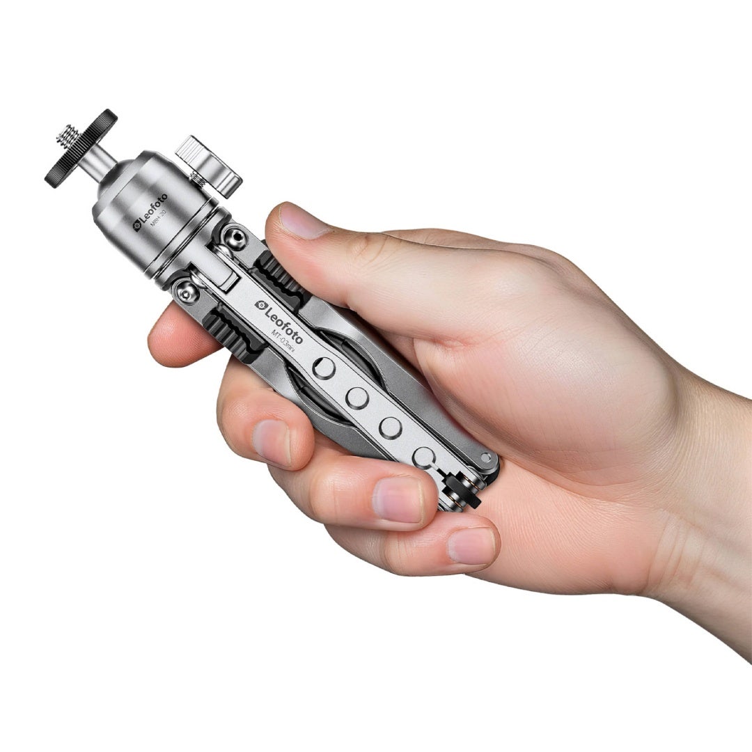 Leofoto MT-03 Mini Table Top 2 Section Tripod with MBH-20 Ball Head – Silver - additional product view
