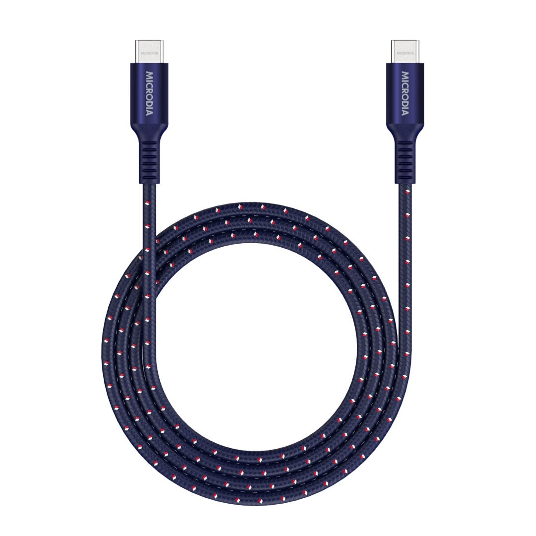 MICRODIA ExeCable Tweed PD100W 1.3m USB-C to USB-C cable in Navy