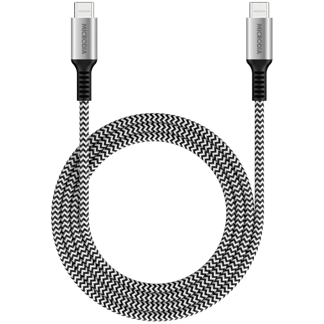 MICRODIA ExeCable Tweed PD240W 1.8m USB-C to USB-C cable in Zebra