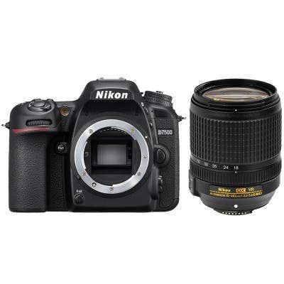 Nikon D7500 DSLR camera body with 18-140mm f/3.5-5.6G ED VR lens.