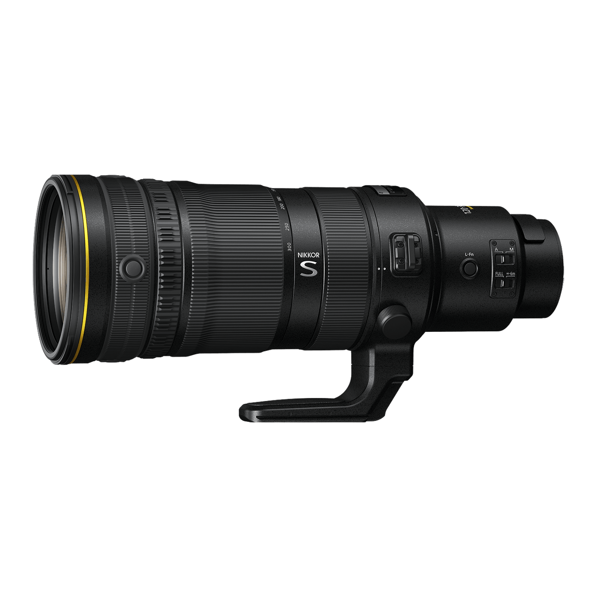 Nikon Nikkor Z 120-300mm f/2.8 TC VR S telephoto zoom lens, black, with tripod foot