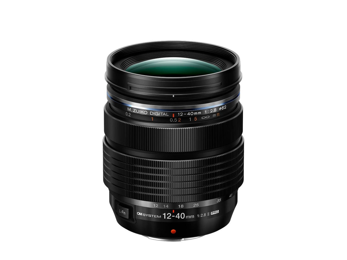 OM SYSTEM M.Zuiko ED 12-40mm f/2.8 PRO II Lens, black, Micro Four Thirds mount.