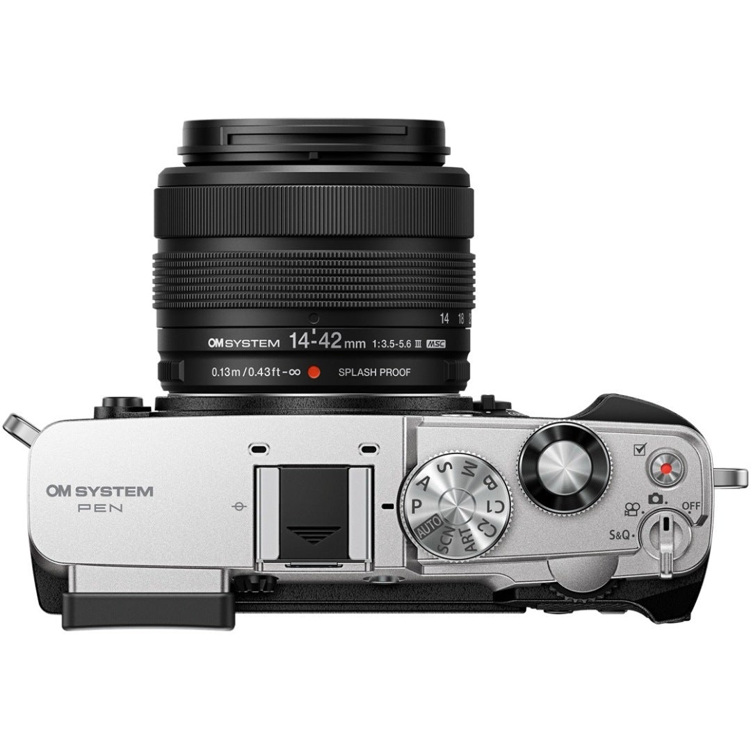 OM System Pen w/M.Zuiko Digital 14-42mm f/3.5-5.6 III Silver Compact System Camera - additional product view