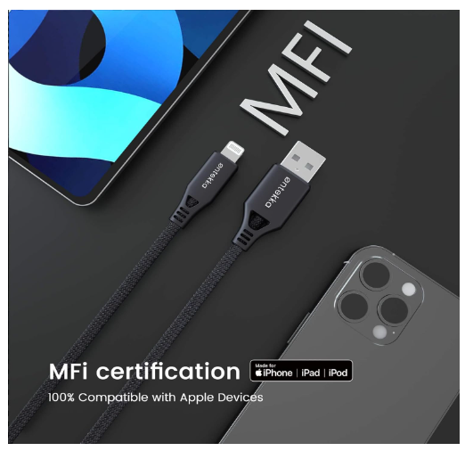 Ontekka USB-A to USB-C Cable Grey 1.2m Length - additional product view