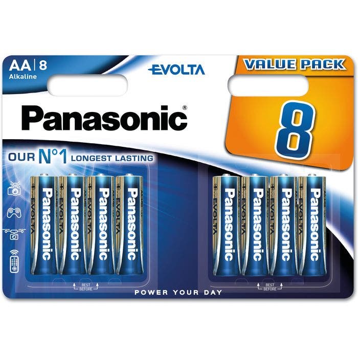 Panasonic Evolta AA alkaline battery, 8 pack