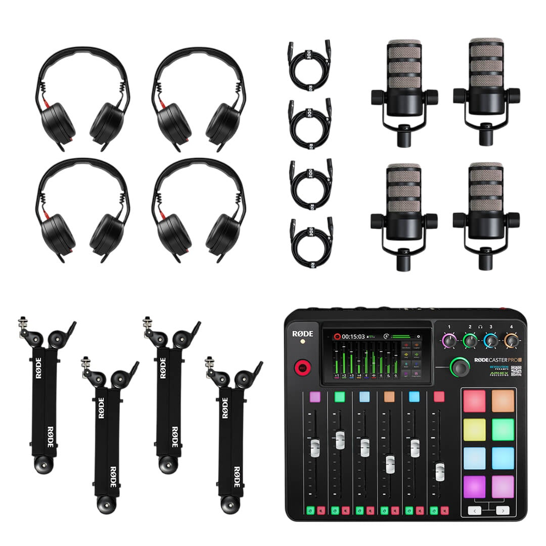 Rode Four Person Podcasting Bundle with RodeCaster ProII and 4x PodMic