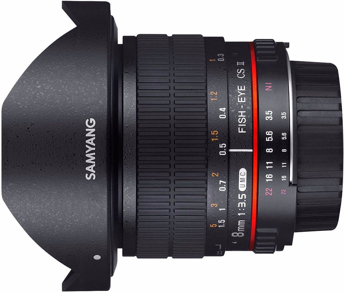 Samyang 8mm f/3.5 Fisheye UMC II lens, Nikon F mount.
