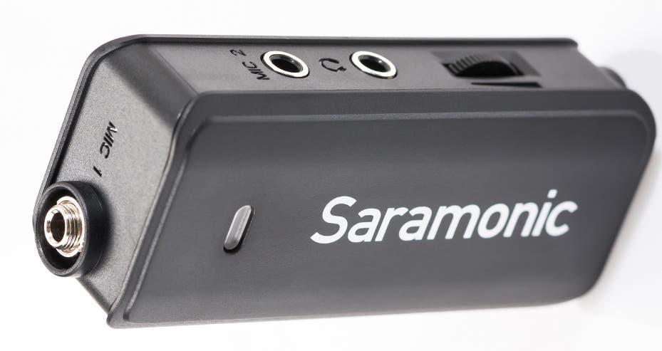 Saramonic LavMic audio mixer with lavalier microphone