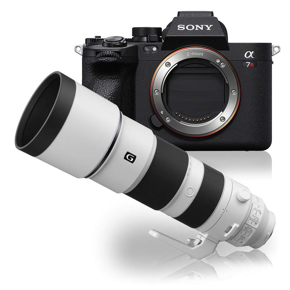 Sony Alpha A7R V body with 200-600mm f/5.6-6.3 G OSS lens compact system camera
