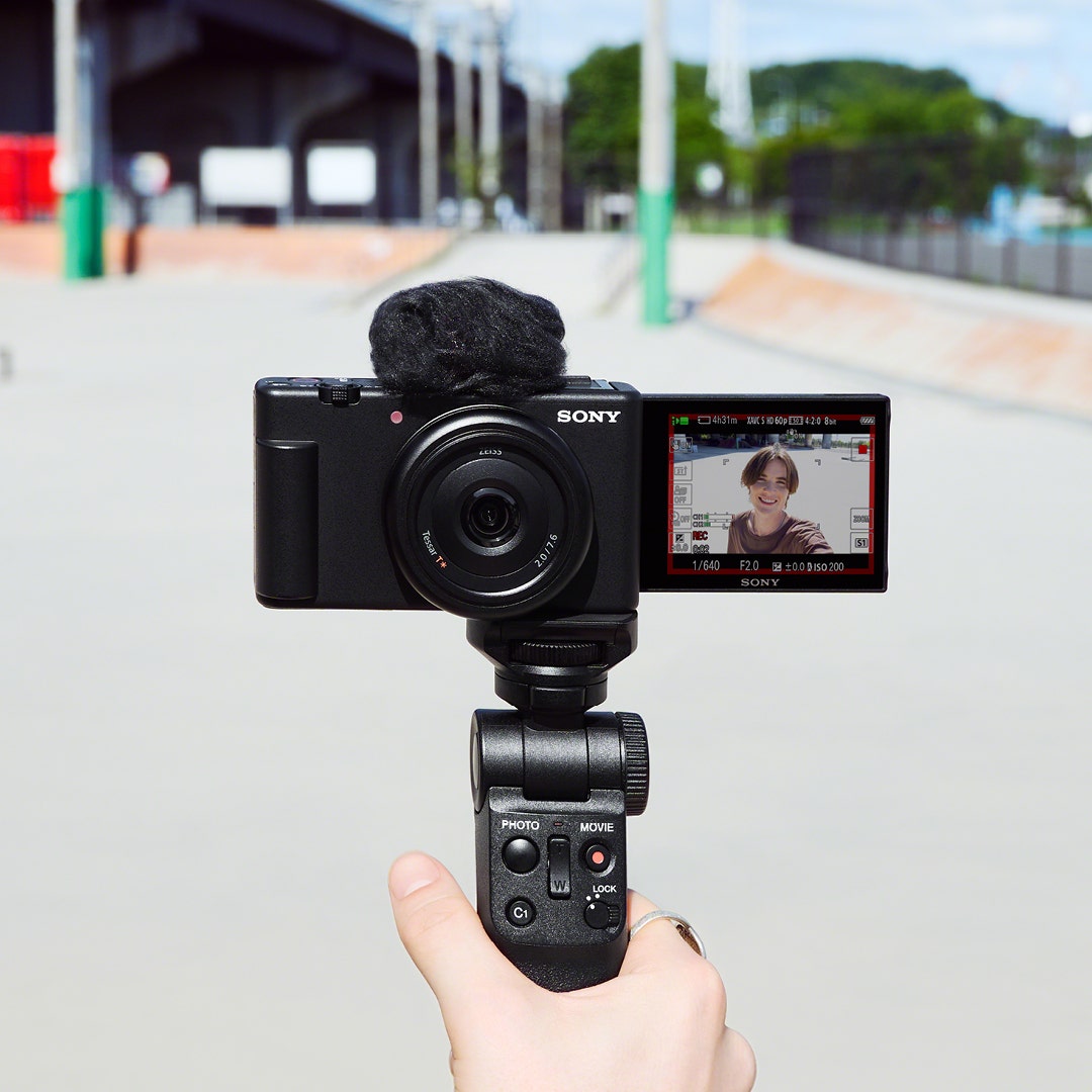 Sony ZV-1F Black Digital Vlog Camera w/Sony GPVPT2BT Bluetooth Shooting Grip-Black - additional product view