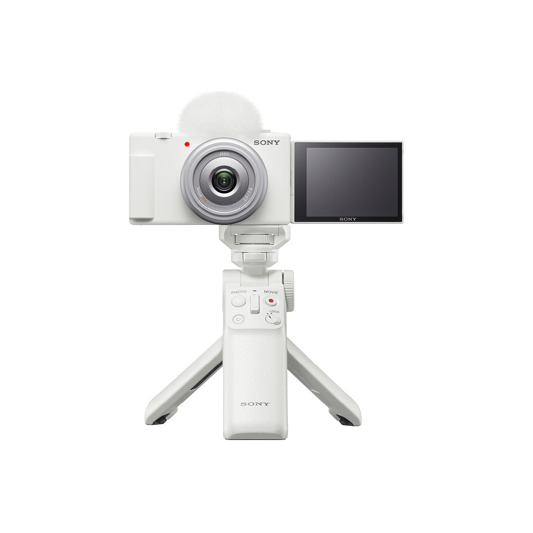Sony ZV-1F White Digital Vlog Camera w/Sony GPVPT2BTW Bluetooth Shooting Grip-White - additional product view