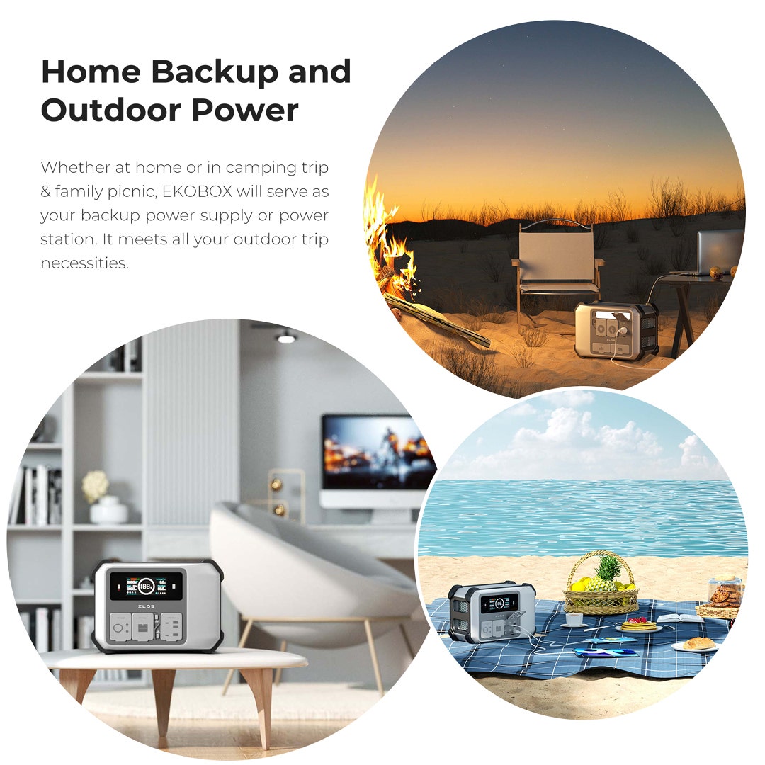 ZLOS EKOBOX Power Station Built In 1240Wh Battery w/1200 W-max 1800W AC Output - additional product view