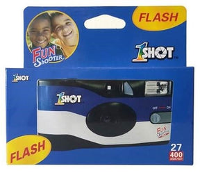 1shot Fun Shooter Flash single use 35mm film camera with built in flash.