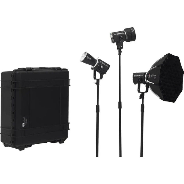 Aputure Storm 80C 3 Head Kit with rolling carry case