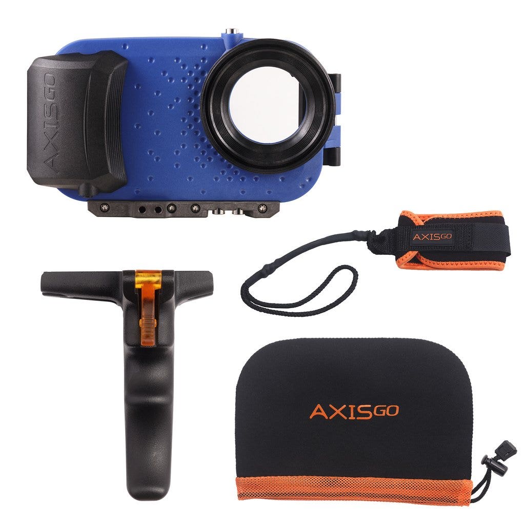 AquaTech AxisGO 11 Pro Action Kit water housing in Ocean Blue