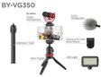 Boya BY-VG350 vlogging kit with mini tripod, microphone, LED light and cold shoe mount