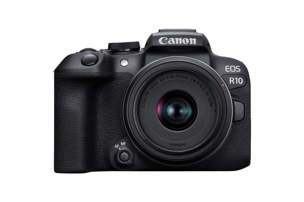 Canon EOS R10 mirrorless camera body with RF 18-45mm f/4.5-6.3 IS STM lens