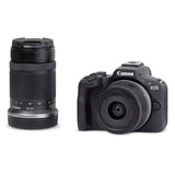 Canon EOS R50 mirrorless camera with RF-S 18-45STM and RF-S 55-210IS STM lenses.