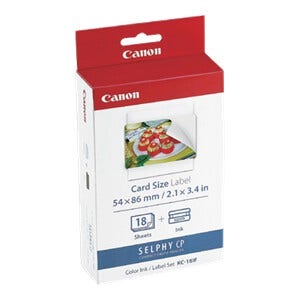 Canon KC18IF ink and label pack, 86 by 54mm credit card size labels, for CP100