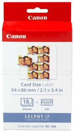 Canon KC18IL ink and label sheet for Canon Selphy, 8 stickers per credit card sized sheet