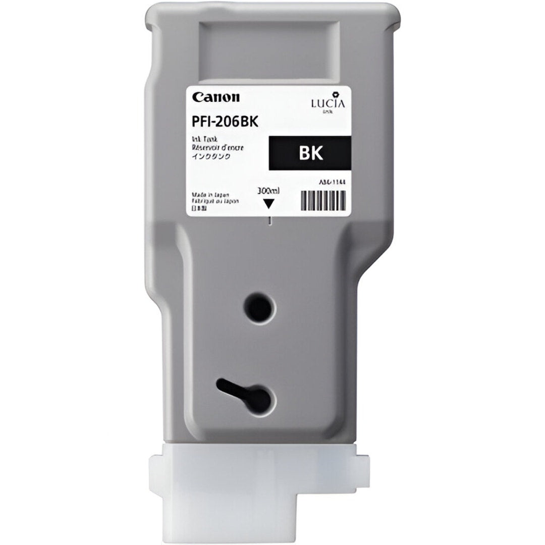 Canon PFI-206BK Lucia EX black ink cartridge.