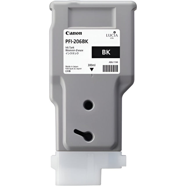 Canon PFI-206BK Lucia EX black ink cartridge.