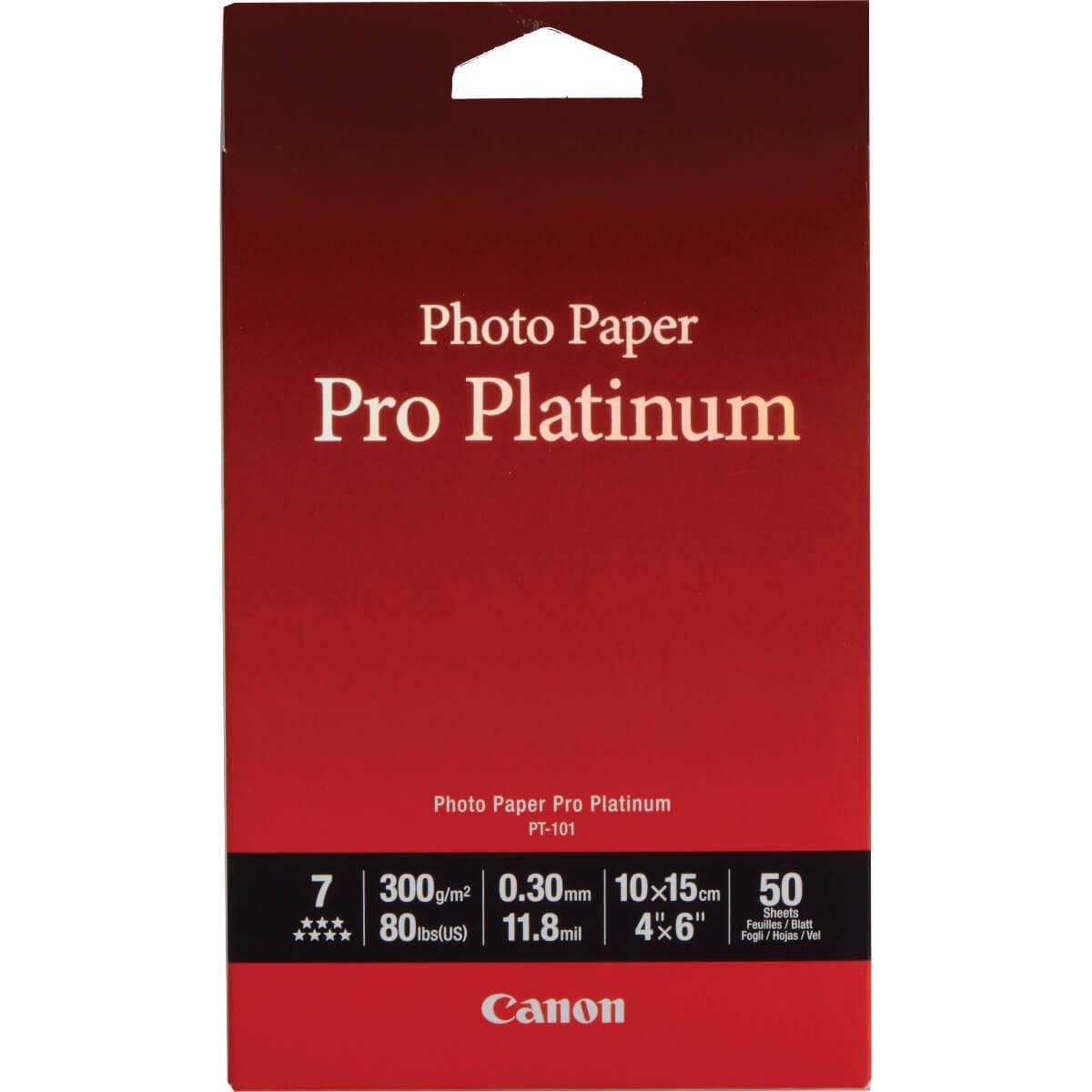 Canon PT1014X6, 50 sheets, 4x6 inch, 300gsm Photo Paper Pro Platinum