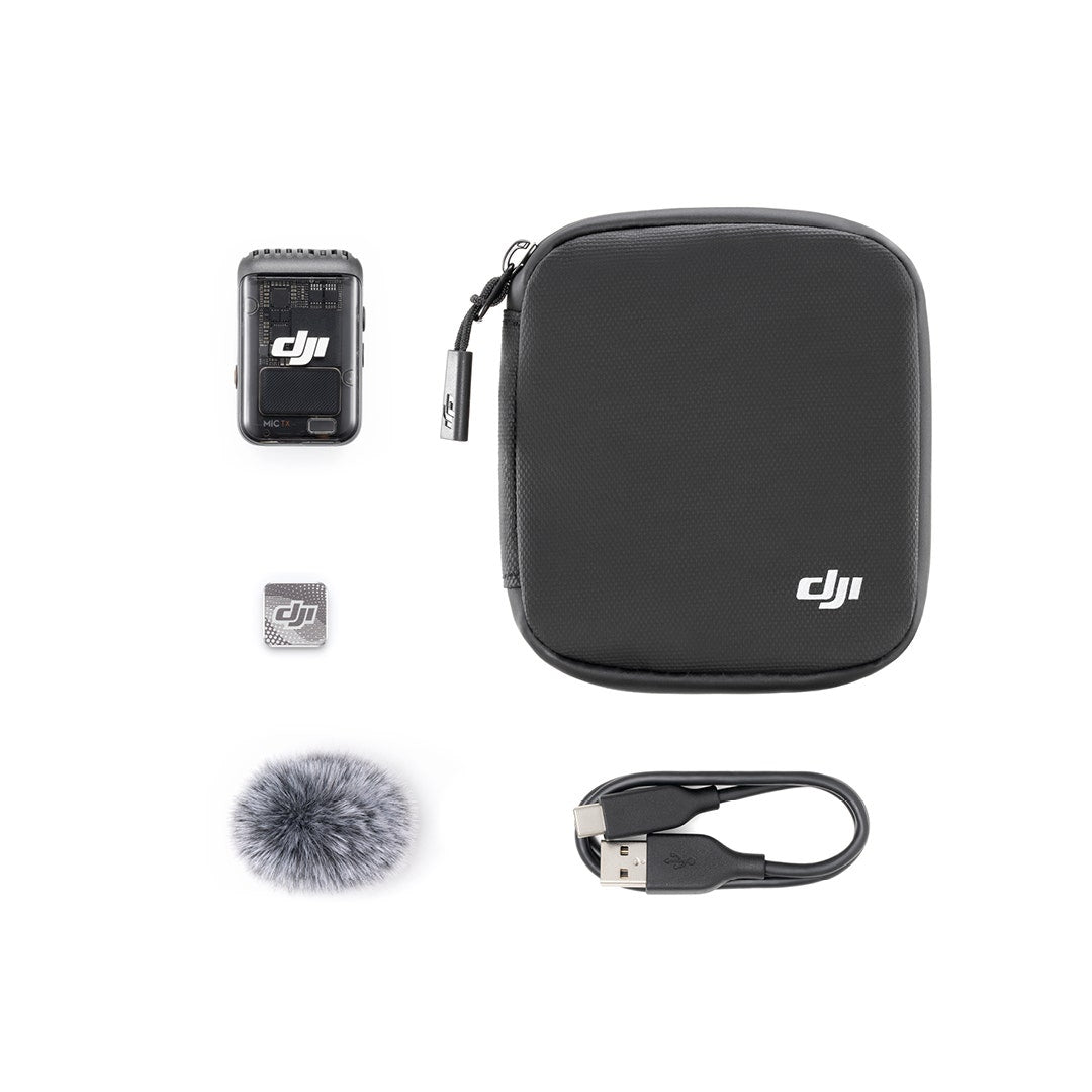 DJI Mic 2 (1 TX) Clip-On Transmitter Recorder with Built-In Microphone in Black