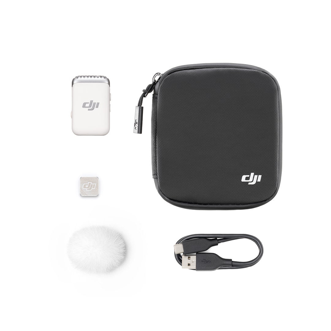 DJI Mic 2 (1 TX) Clip-On Transmitter Recorder with Built-In Microphone in White