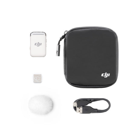 DJI Mic 2 (1 TX) Clip-On Transmitter Recorder with Built-In Microphone in White