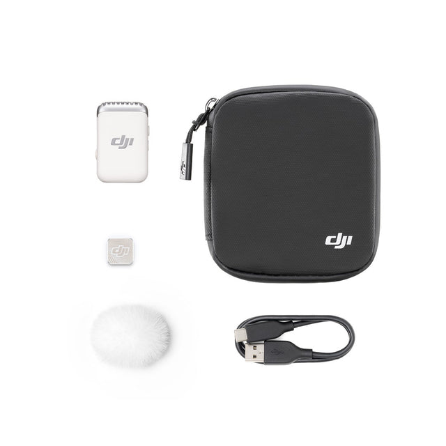 DJI Mic 2 (1 TX) Clip-On Transmitter Recorder with Built-In Microphone in White