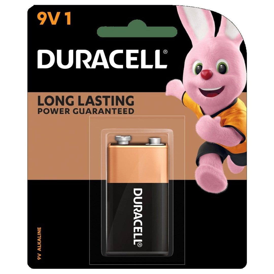 Duracell Coppertop Alkaline 9V Batteries, 1 Pack