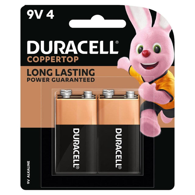 Duracell Coppertop Alkaline 9V Batteries, 4 Pack