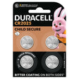 Duracell Lithium Coin CR2025 Batteries, 4 Pack