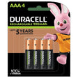 Duracell Rechargeable AAA Batteries, 4 Pack