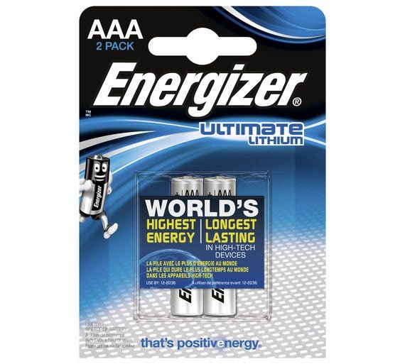 Energizer Ultimate Lithium AAA battery, 2 pack