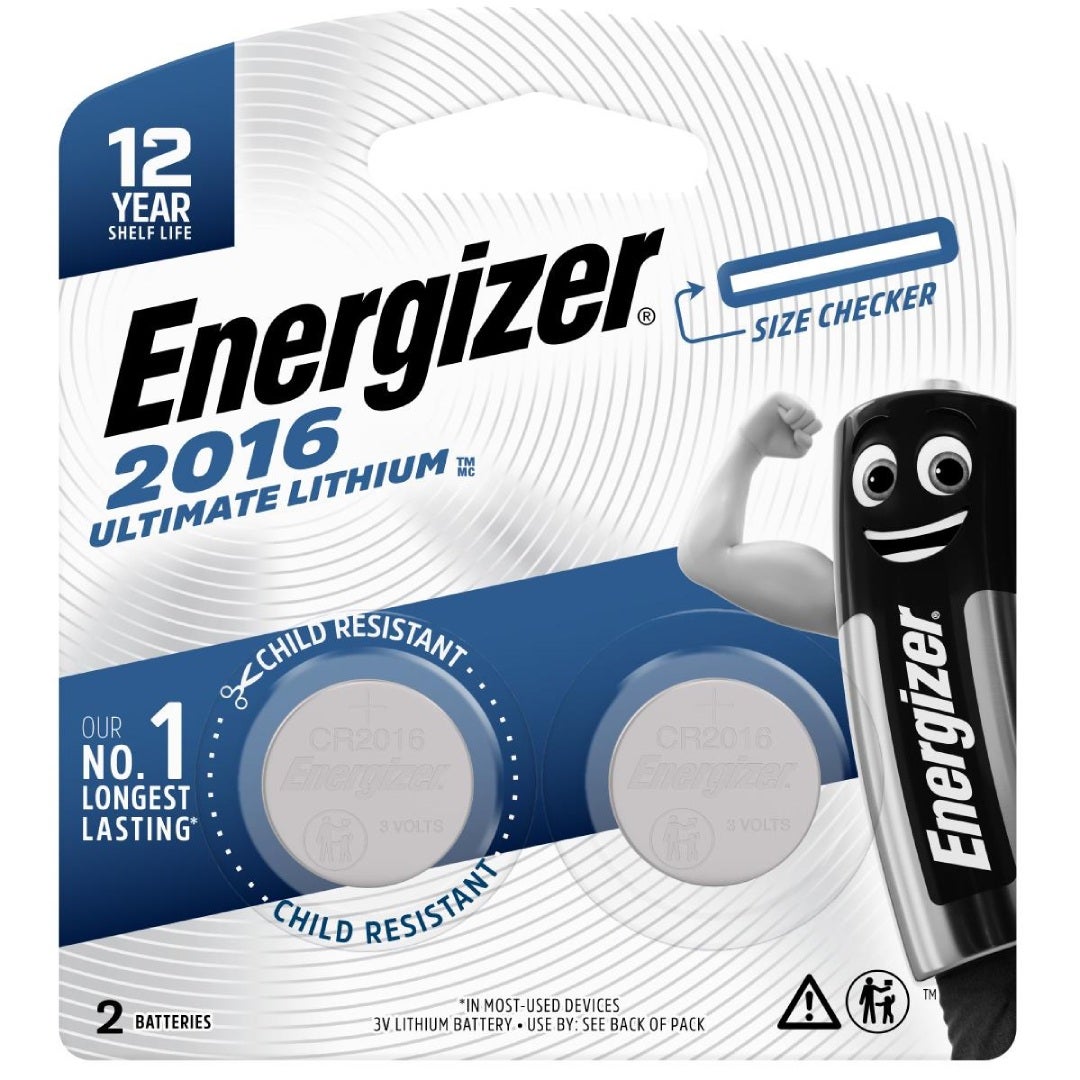 Energizer Ultimate Lithium CR2016 battery, 2 pack