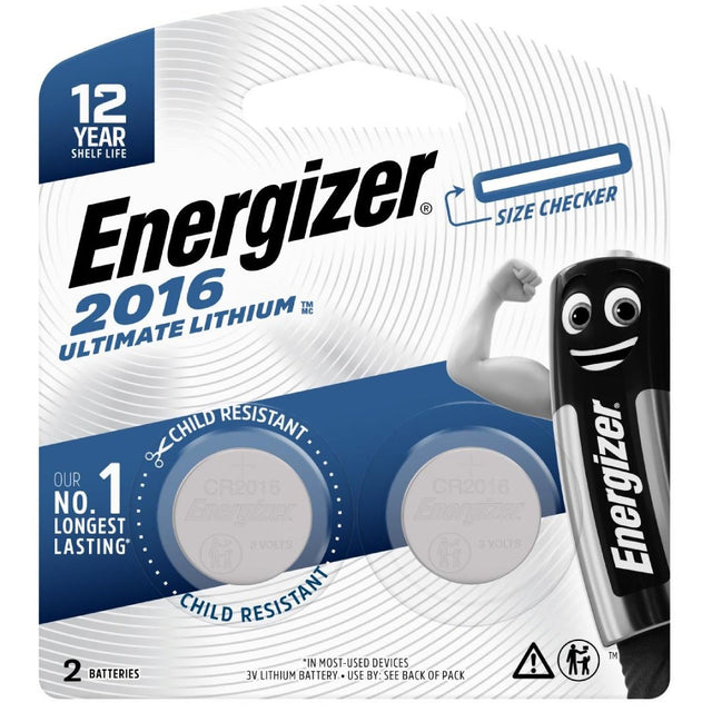 Energizer Ultimate Lithium CR2016 battery, 2 pack