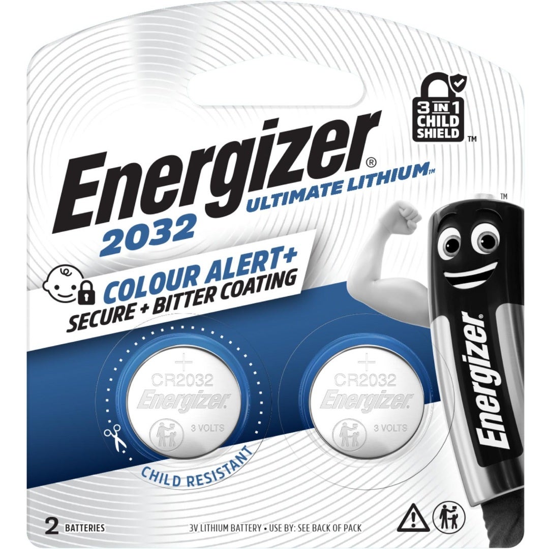 Energizer Ultimate Lithium CR2032 battery, 2 pack