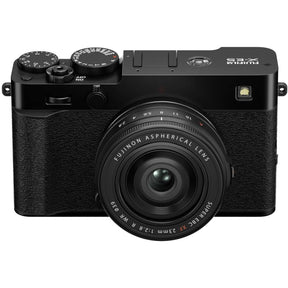 FujiFilm X-E5 black mirrorless camera with XF 23mm f/2.8 R WR lens