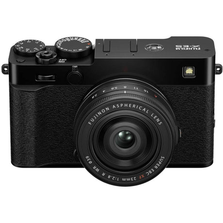 FujiFilm X-E5 black mirrorless camera with XF 23mm f/2.8 R WR lens