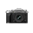 FujiFilm X-T5 silver mirrorless camera with XF16-50mm lens attached