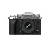 FujiFilm X-T5 silver mirrorless camera with XF16-50mm lens attached