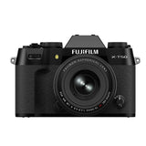FujiFilm X-T50 black mirrorless camera with XF16-50mm lens attached